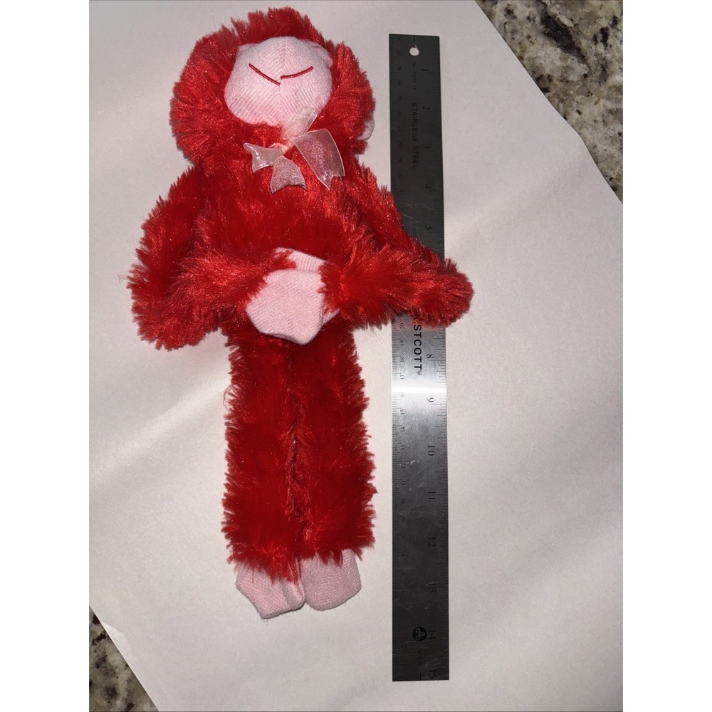 Fuzzy Friends Red Hanging Plush Monkey Furry Stuffed Animal 13.5"‎ Tall 3577